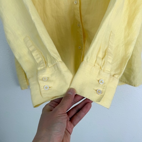 Talbots Pure Irish Linen Button Down Up Blouse Top Shirt 12 Petite 12P - Picture 2 of 6